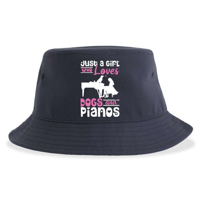 Just A Girl Who Loves Dogs And Pianos For Piano Players Sustainable Bucket Hat