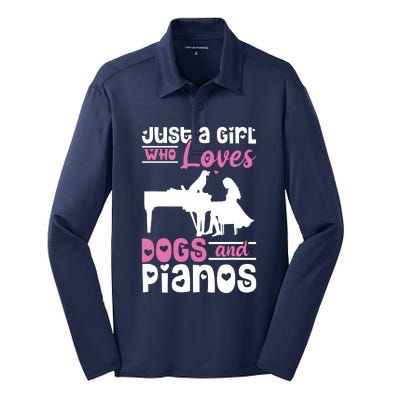 Just A Girl Who Loves Dogs And Pianos For Piano Players Silk Touch Performance Long Sleeve Polo