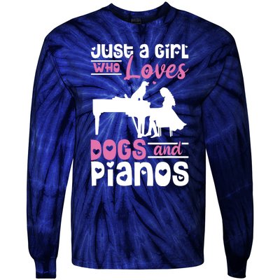 Just A Girl Who Loves Dogs And Pianos For Piano Players Tie-Dye Long Sleeve Shirt