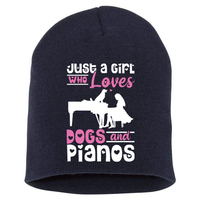 Just A Girl Who Loves Dogs And Pianos For Piano Players Short Acrylic Beanie