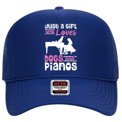 Just A Girl Who Loves Dogs And Pianos For Piano Players High Crown Mesh Back Trucker Hat