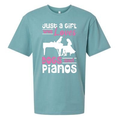 Just A Girl Who Loves Dogs And Pianos For Piano Players Sueded Cloud Jersey T-Shirt