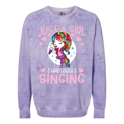 Just A Girl Who Loves Singing Funny Karaoke Singer Unicorn Colorblast Crewneck Sweatshirt