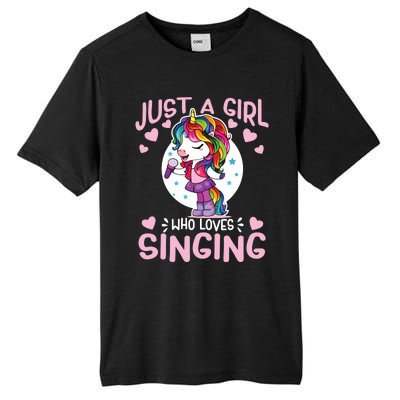 Just A Girl Who Loves Singing Funny Karaoke Singer Unicorn Tall Fusion ChromaSoft Performance T-Shirt