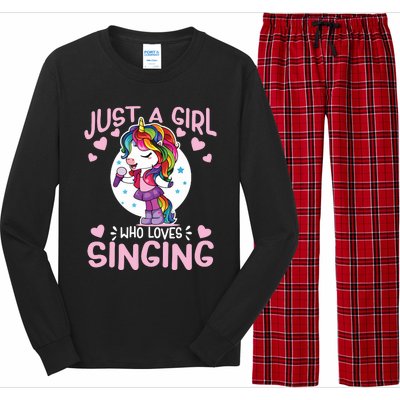 Just A Girl Who Loves Singing Funny Karaoke Singer Unicorn Long Sleeve Pajama Set