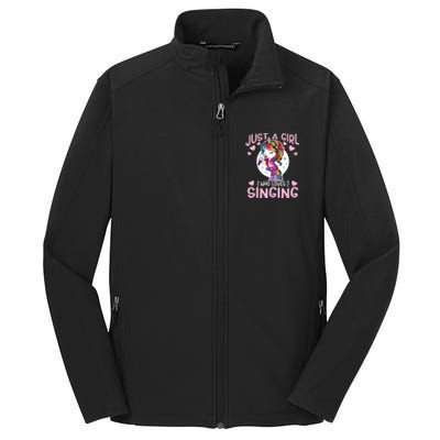 Just A Girl Who Loves Singing Funny Karaoke Singer Unicorn Core Soft Shell Jacket