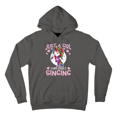 Just A Girl Who Loves Singing Funny Karaoke Singer Unicorn Hoodie