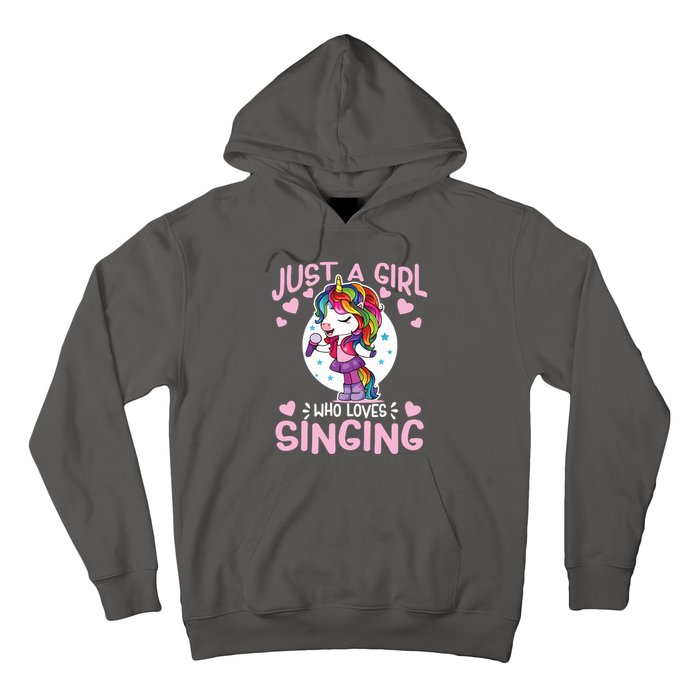 Just A Girl Who Loves Singing Funny Karaoke Singer Unicorn Hoodie