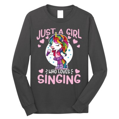 Just A Girl Who Loves Singing Funny Karaoke Singer Unicorn Long Sleeve Shirt