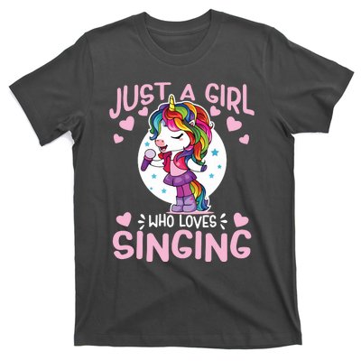 Just A Girl Who Loves Singing Funny Karaoke Singer Unicorn T-Shirt