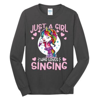 Just A Girl Who Loves Singing Funny Karaoke Singer Unicorn Tall Long Sleeve T-Shirt