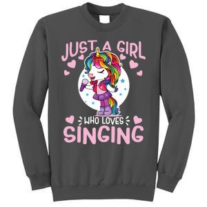 Just A Girl Who Loves Singing Funny Karaoke Singer Unicorn Tall Sweatshirt