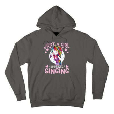 Just A Girl Who Loves Singing Funny Karaoke Singer Unicorn Tall Hoodie