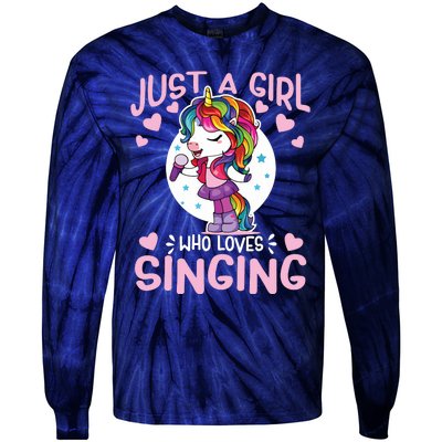 Just A Girl Who Loves Singing Funny Karaoke Singer Unicorn Tie-Dye Long Sleeve Shirt