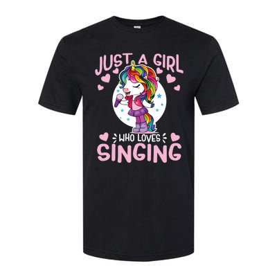 Just A Girl Who Loves Singing Funny Karaoke Singer Unicorn Softstyle CVC T-Shirt