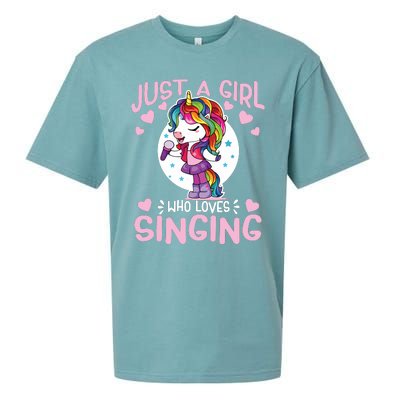 Just A Girl Who Loves Singing Funny Karaoke Singer Unicorn Sueded Cloud Jersey T-Shirt