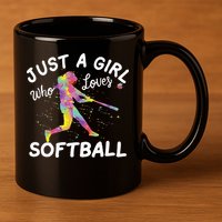 Just A Girl Who Loves Softball 11oz C Handle Ceramic Mug