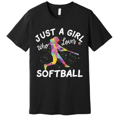 Just A Girl Who Loves Softball Premium T-Shirt
