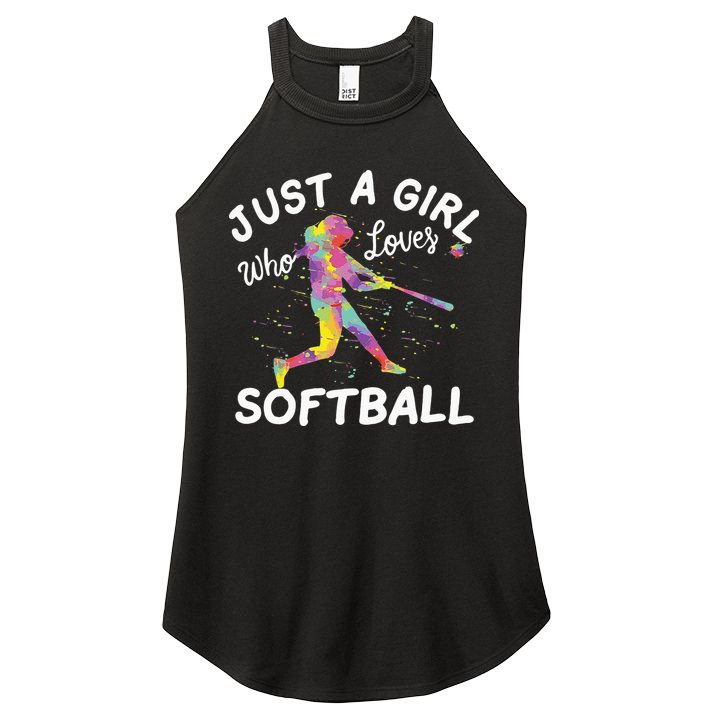 Just A Girl Who Loves Softball Women's Perfect Tri Rocker Tank