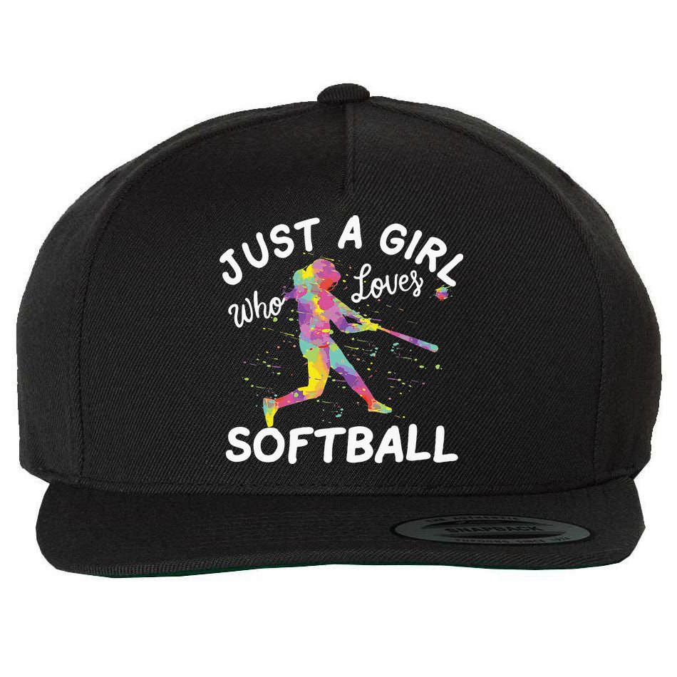 Just A Girl Who Loves Softball Wool Snapback Cap
