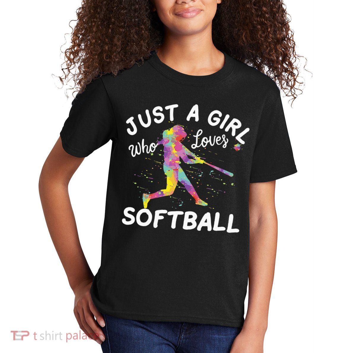 Just A Girl Who Loves Softball Kids T-Shirt