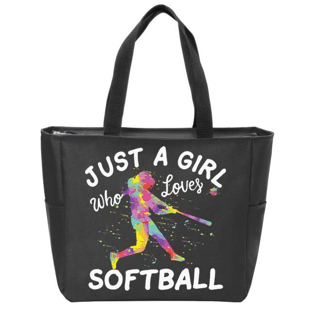 Just A Girl Who Loves Softball Zip Tote Bag
