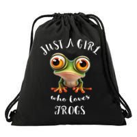 Just A Girl Who Love Rainforest Amphibian Red Eyed Tree Frog Drawstring Bag