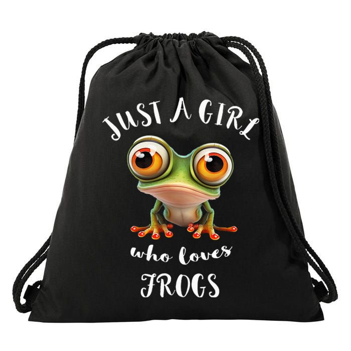 Just A Girl Who Love Rainforest Amphibian Red Eyed Tree Frog Drawstring Bag