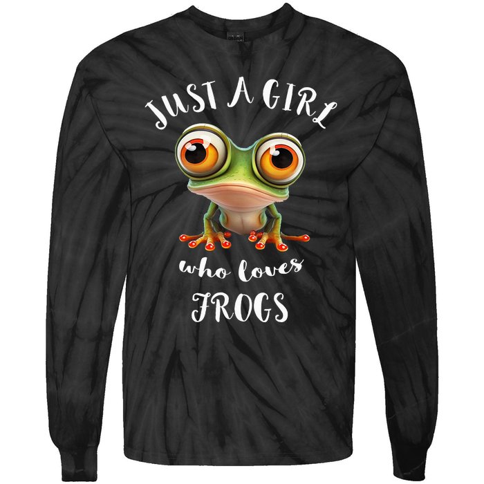 Just A Girl Who Love Rainforest Amphibian Red Eyed Tree Frog Tie-Dye Long Sleeve Shirt