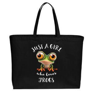 Just A Girl Who Love Rainforest Amphibian Red Eyed Tree Frog Cotton Canvas Jumbo Tote