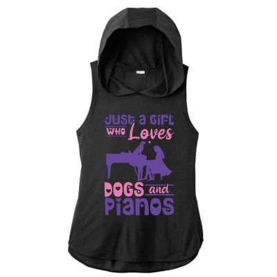 Just A Girl Who Loves Dogs And Pianos For Piano Players Ladies PosiCharge Tri-Blend Wicking Draft Hoodie Tank