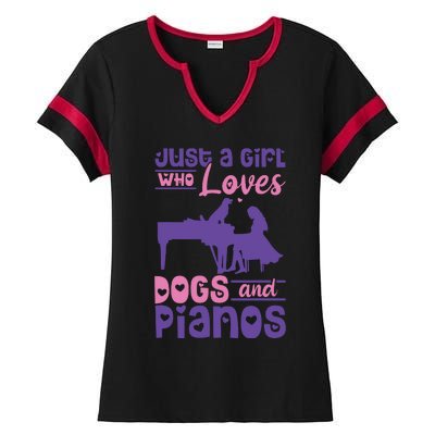 Just A Girl Who Loves Dogs And Pianos For Piano Players Ladies Halftime Notch Neck Tee