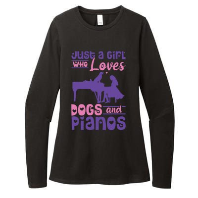 Just A Girl Who Loves Dogs And Pianos For Piano Players Womens CVC Long Sleeve Shirt