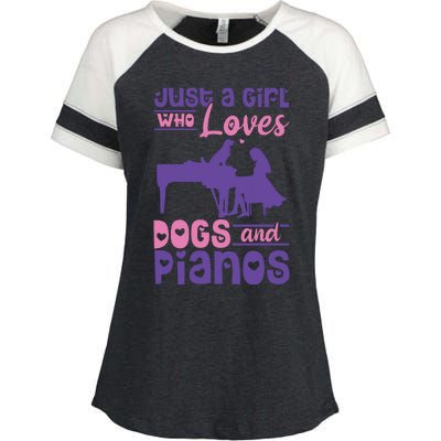 Just A Girl Who Loves Dogs And Pianos For Piano Players Enza Ladies Jersey Colorblock Tee