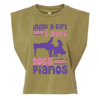 Just A Girl Who Loves Dogs And Pianos For Piano Players Garment-Dyed Women's Muscle Tee