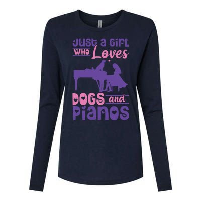 Just A Girl Who Loves Dogs And Pianos For Piano Players Womens Cotton Relaxed Long Sleeve T-Shirt