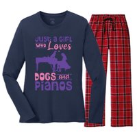 Just A Girl Who Loves Dogs And Pianos For Piano Players Women's Long Sleeve Flannel Pajama Set 