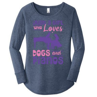 Just A Girl Who Loves Dogs And Pianos For Piano Players Women's Perfect Tri Tunic Long Sleeve Shirt