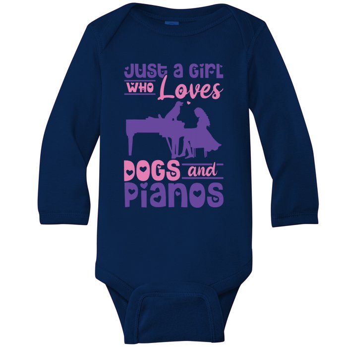 Just A Girl Who Loves Dogs And Pianos For Piano Players Baby Long Sleeve Bodysuit