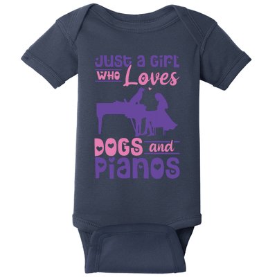 Just A Girl Who Loves Dogs And Pianos For Piano Players Baby Bodysuit