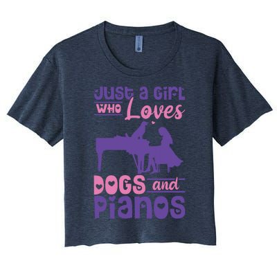 Just A Girl Who Loves Dogs And Pianos For Piano Players Women's Crop Top Tee