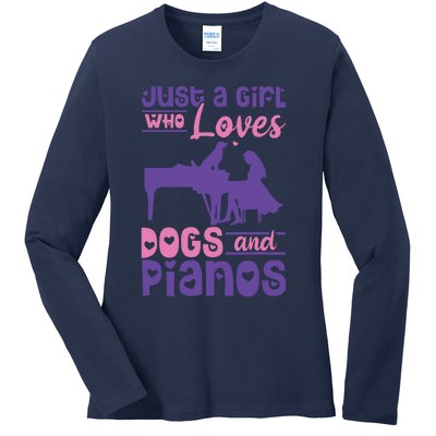 Just A Girl Who Loves Dogs And Pianos For Piano Players Ladies Long Sleeve Shirt