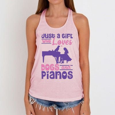 Just A Girl Who Loves Dogs And Pianos For Piano Players Women's Knotted Racerback Tank