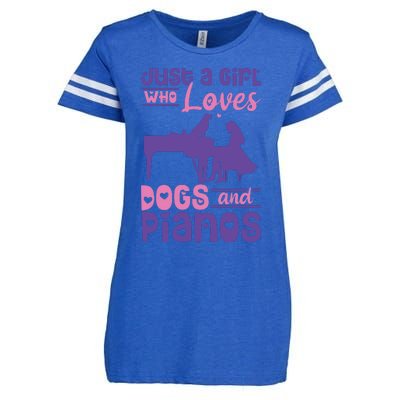 Just A Girl Who Loves Dogs And Pianos For Piano Players Enza Ladies Jersey Football T-Shirt