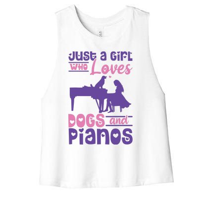 Just A Girl Who Loves Dogs And Pianos For Piano Players Women's Racerback Cropped Tank