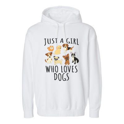 Just A Girl Who Loves Dogs Funny Puppy Garment-Dyed Fleece Hoodie