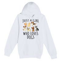 Just A Girl Who Loves Dogs Funny Puppy Premium Pullover Hoodie