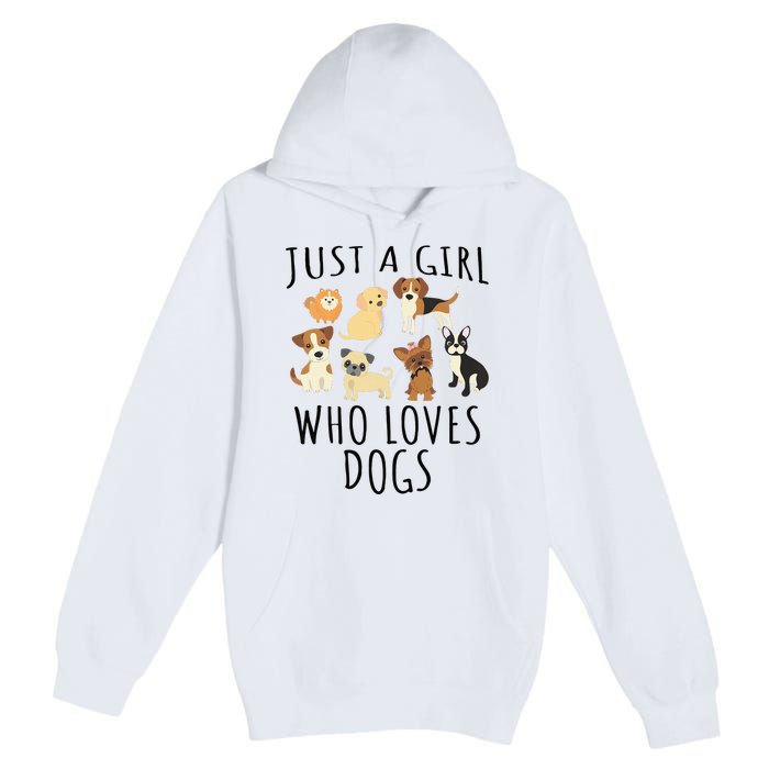 Just A Girl Who Loves Dogs Funny Puppy Premium Pullover Hoodie