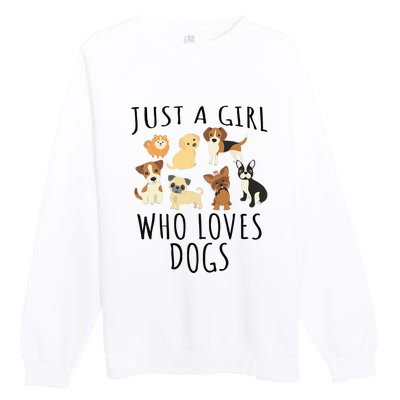 Just A Girl Who Loves Dogs Funny Puppy Premium Crewneck Sweatshirt