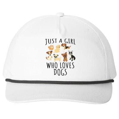 Just A Girl Who Loves Dogs Funny Puppy Snapback Five-Panel Rope Hat